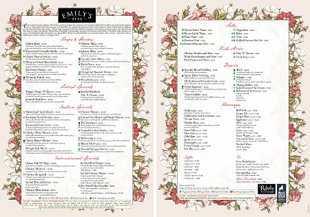 Emily’s Byre Menu